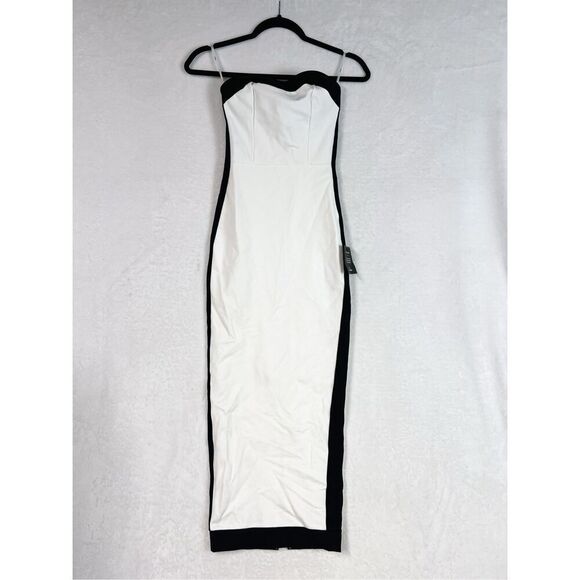 Lulus Impressive Edge White Color Block Strapless Midi Dress Size XS NWT - Picture 5 of 9